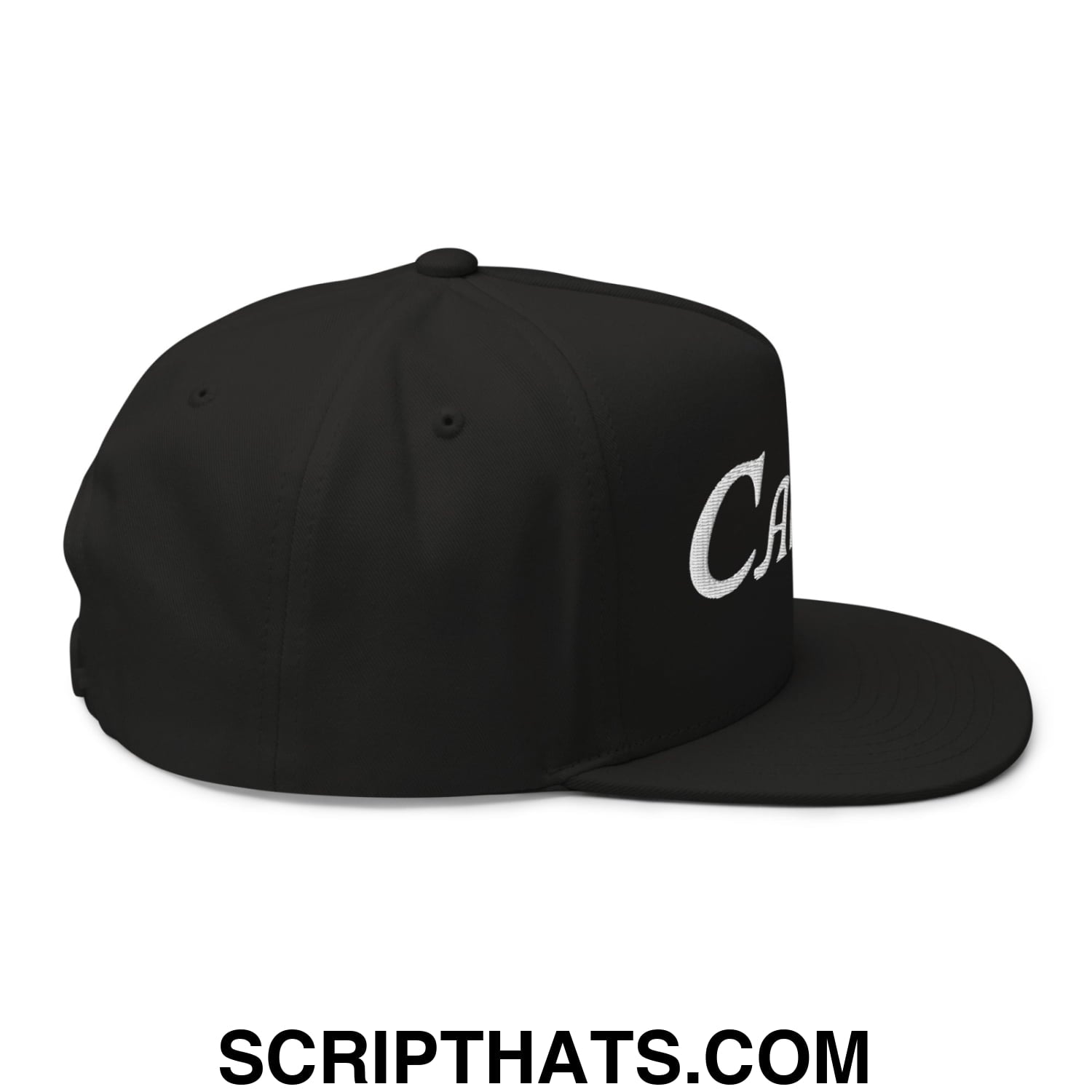 Caddie Flat Brim Bill 5 Panel Golf Snapback Hat Black