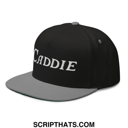 Caddie Flat Brim Bill 5 Panel Golf Snapback Hat Black Grey