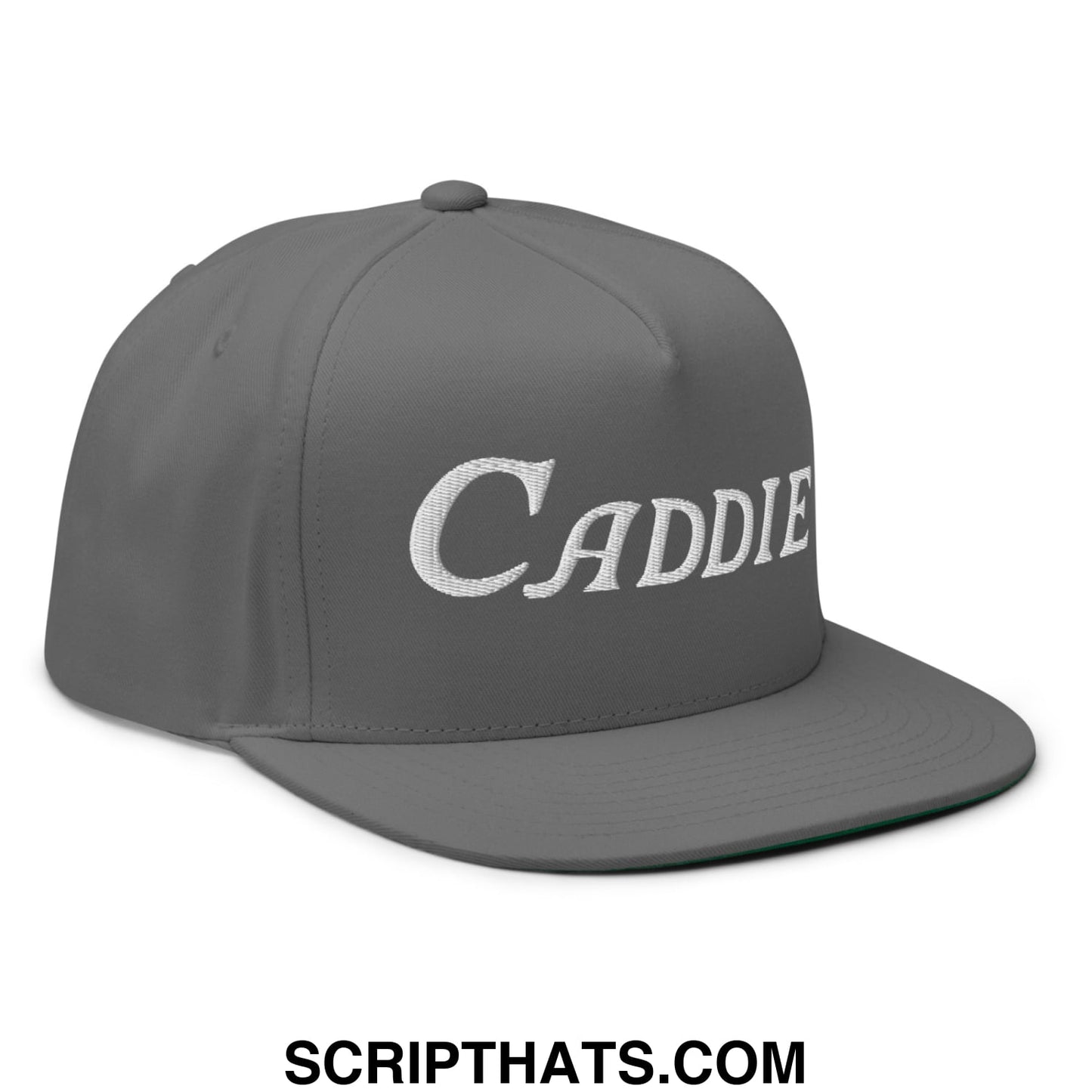 Caddie Flat Brim Bill 5 Panel Golf Snapback Hat Grey