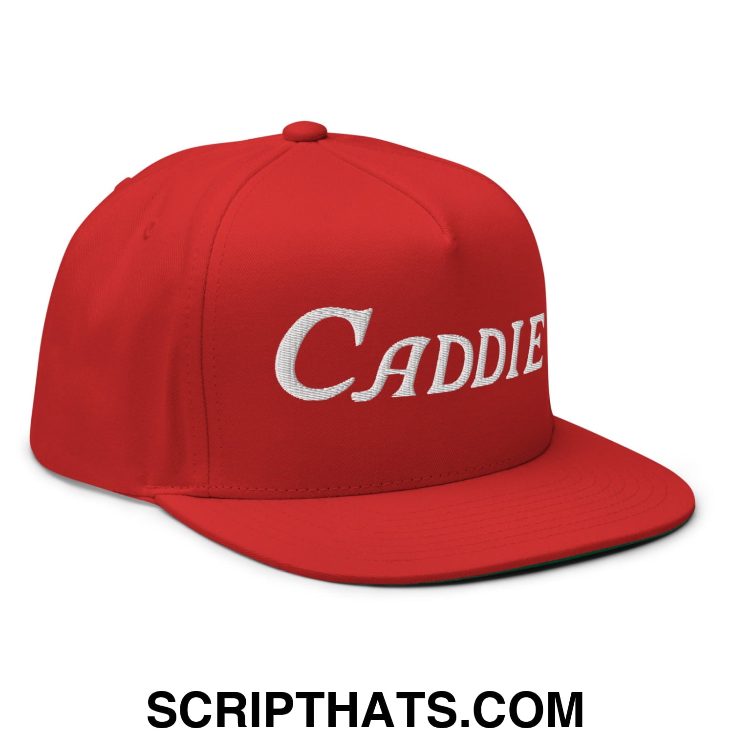 Caddie Flat Brim Bill 5 Panel Golf Snapback Hat Red