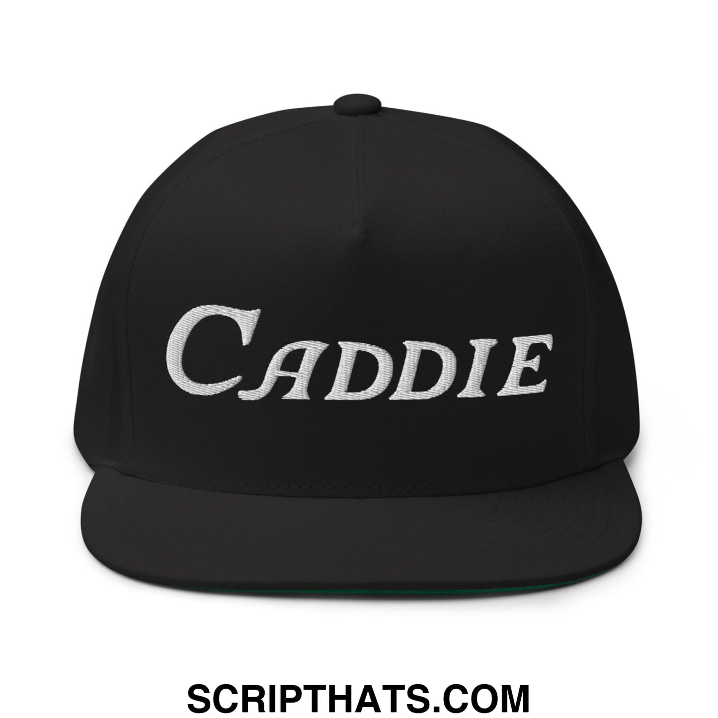 Caddie Flat Brim Bill 5 Panel Golf Snapback Hat Black