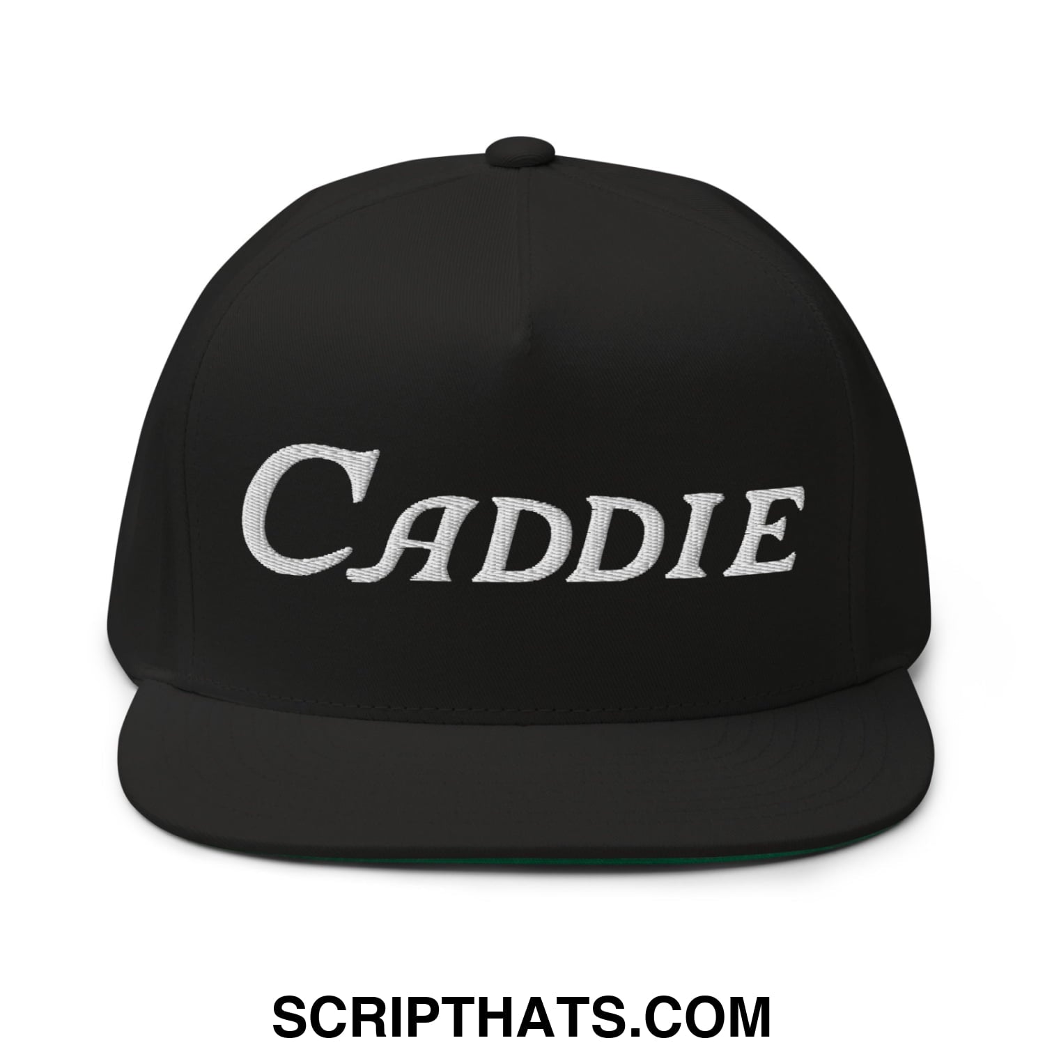 Caddie Flat Brim Bill 5 Panel Golf Snapback Hat Black