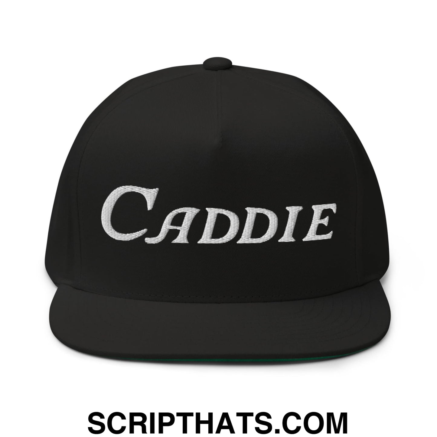 Caddie Flat Brim Bill 5 Panel Golf Snapback Hat Black