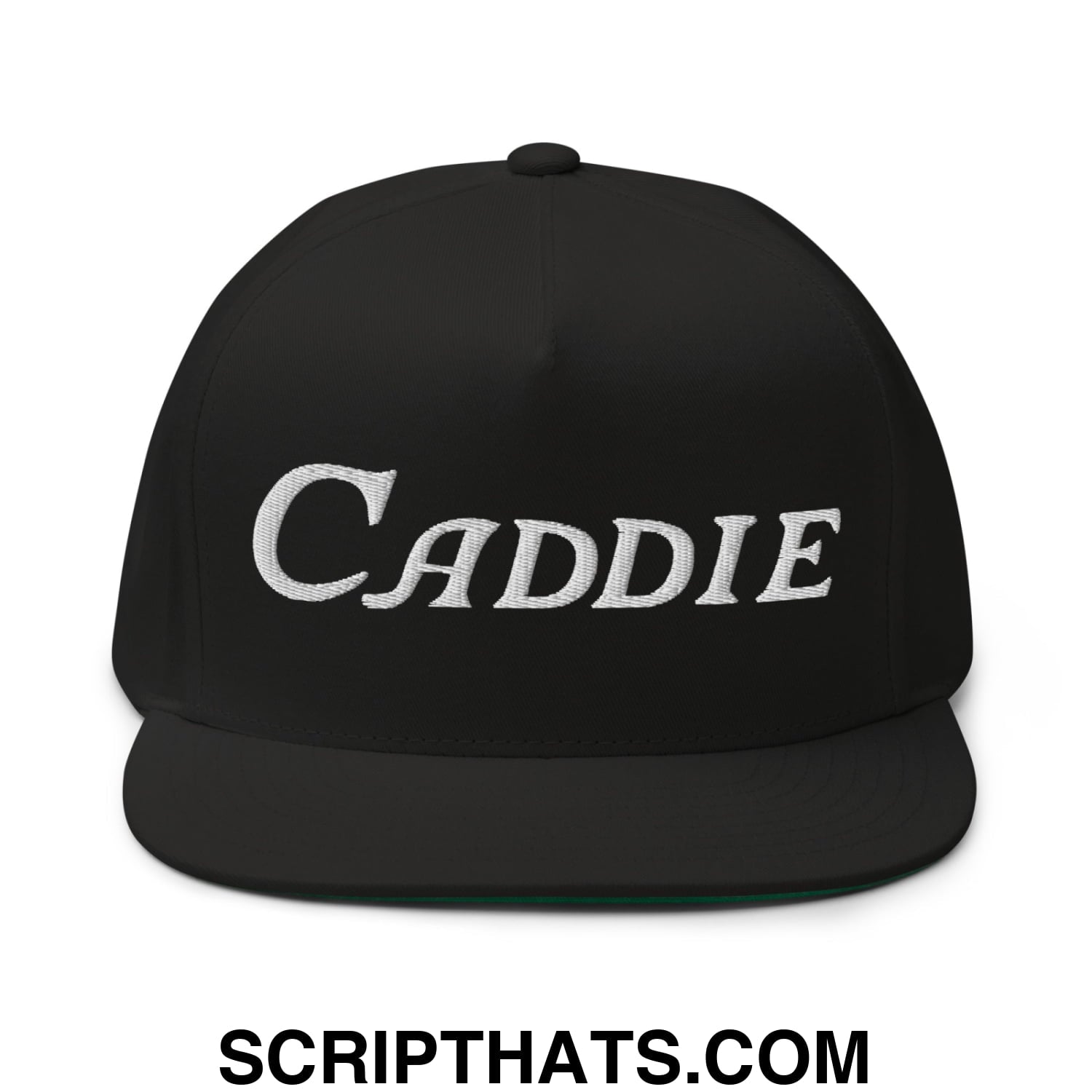 Caddie Flat Brim Bill 5 Panel Golf Snapback Hat Black