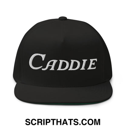 Caddie Flat Brim Bill 5 Panel Golf Snapback Hat Black