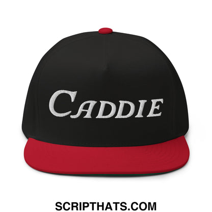 Caddie Flat Brim Bill 5 Panel Golf Snapback Hat Black Red