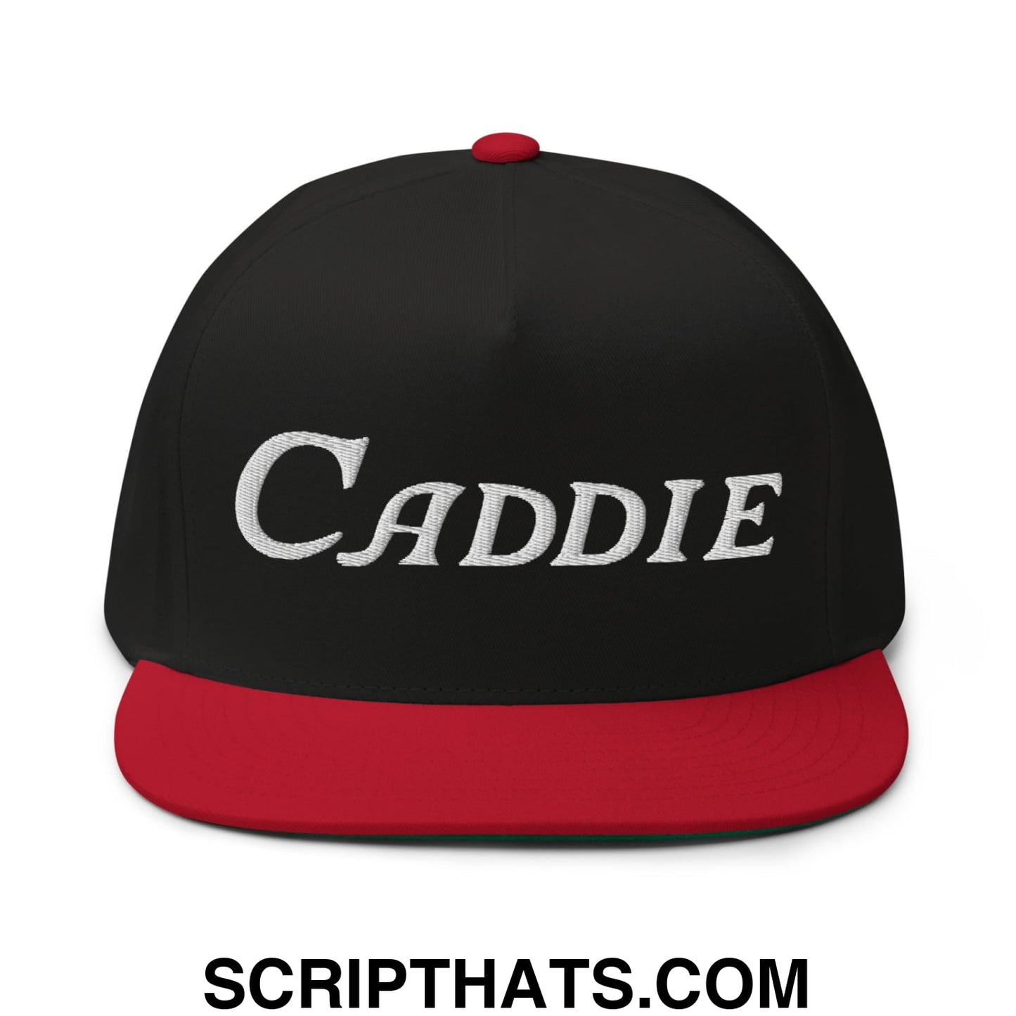 Caddie Flat Brim Bill 5 Panel Golf Snapback Hat Black Red