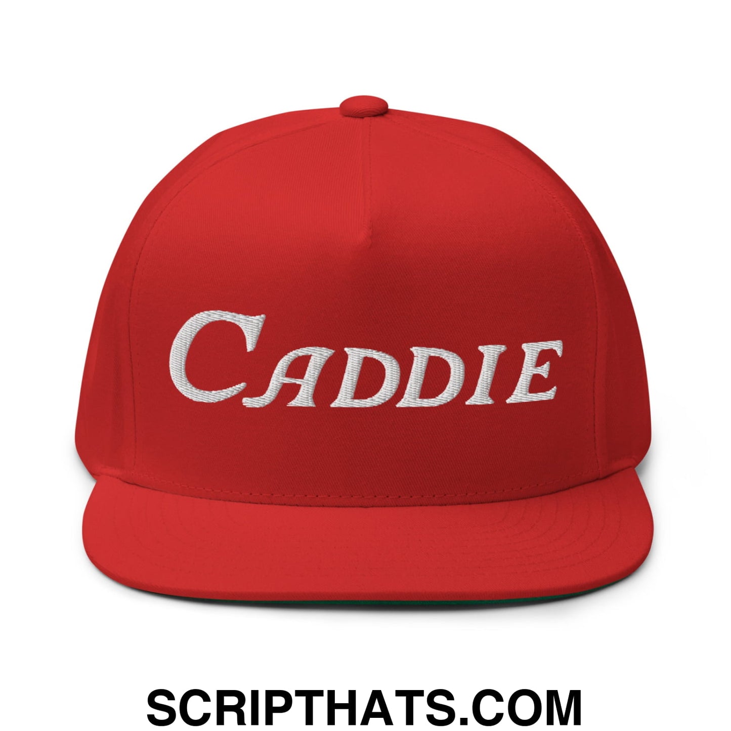 Caddie Flat Brim Bill 5 Panel Golf Snapback Hat Red