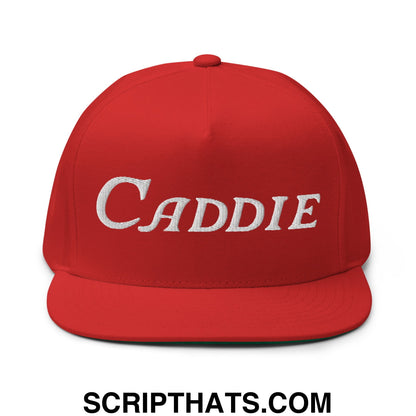 Caddie Flat Brim Bill 5 Panel Golf Snapback Hat Red