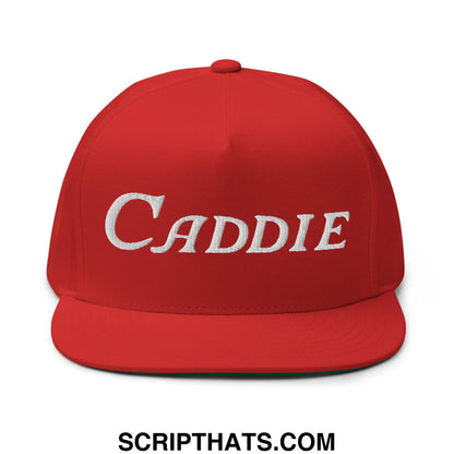 Caddie Flat Brim Bill 5 Panel Golf Snapback Hat Red