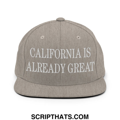 Gray snapback hat with white embroidered california is already great text and flat bill brim for casual wear