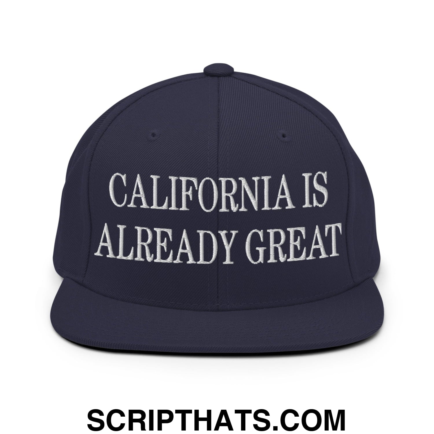 California is Already Great Embroidered Flat Bill Brim Snapback Hat Navy