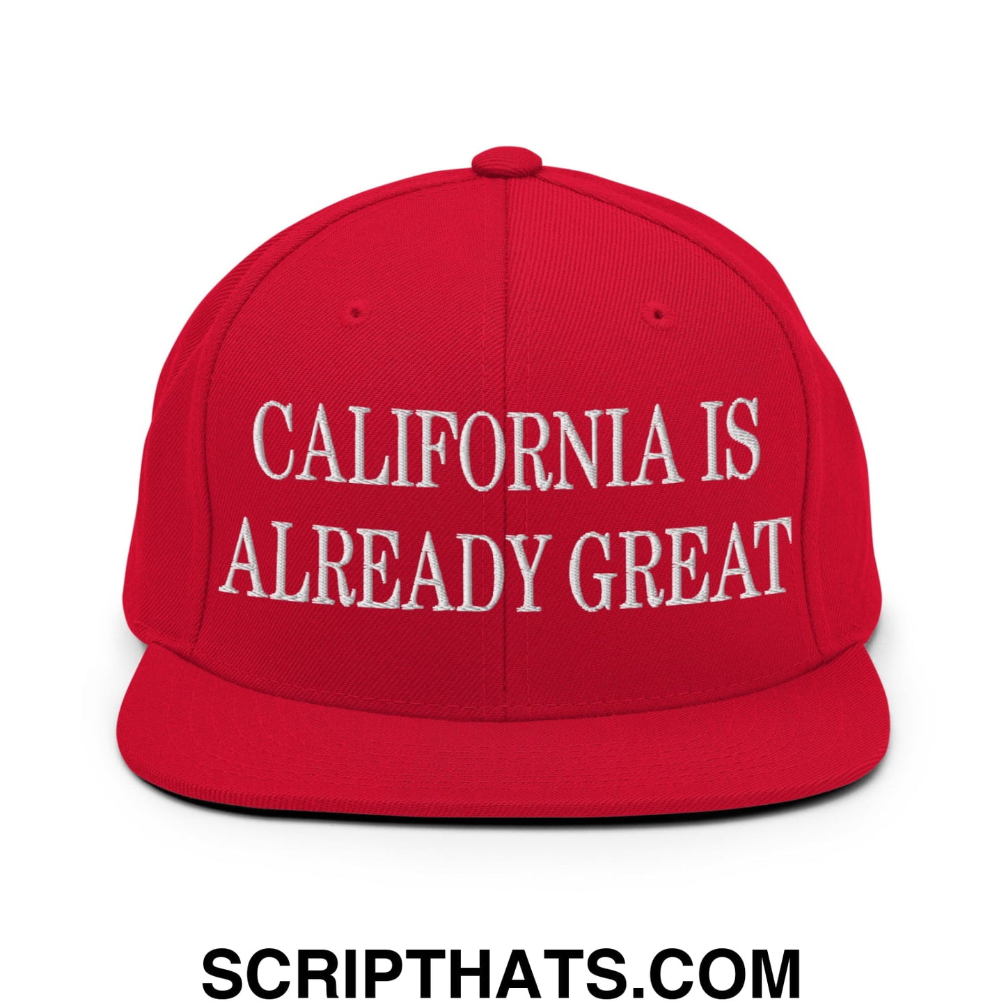 California is Already Great Embroidered Flat Bill Brim Snapback Hat Red
