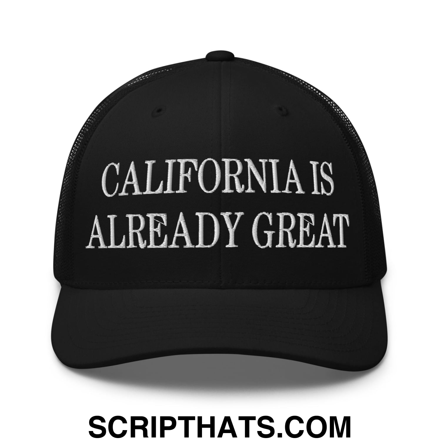 California is Already Great Embroidered Mesh Trucker Hat Black