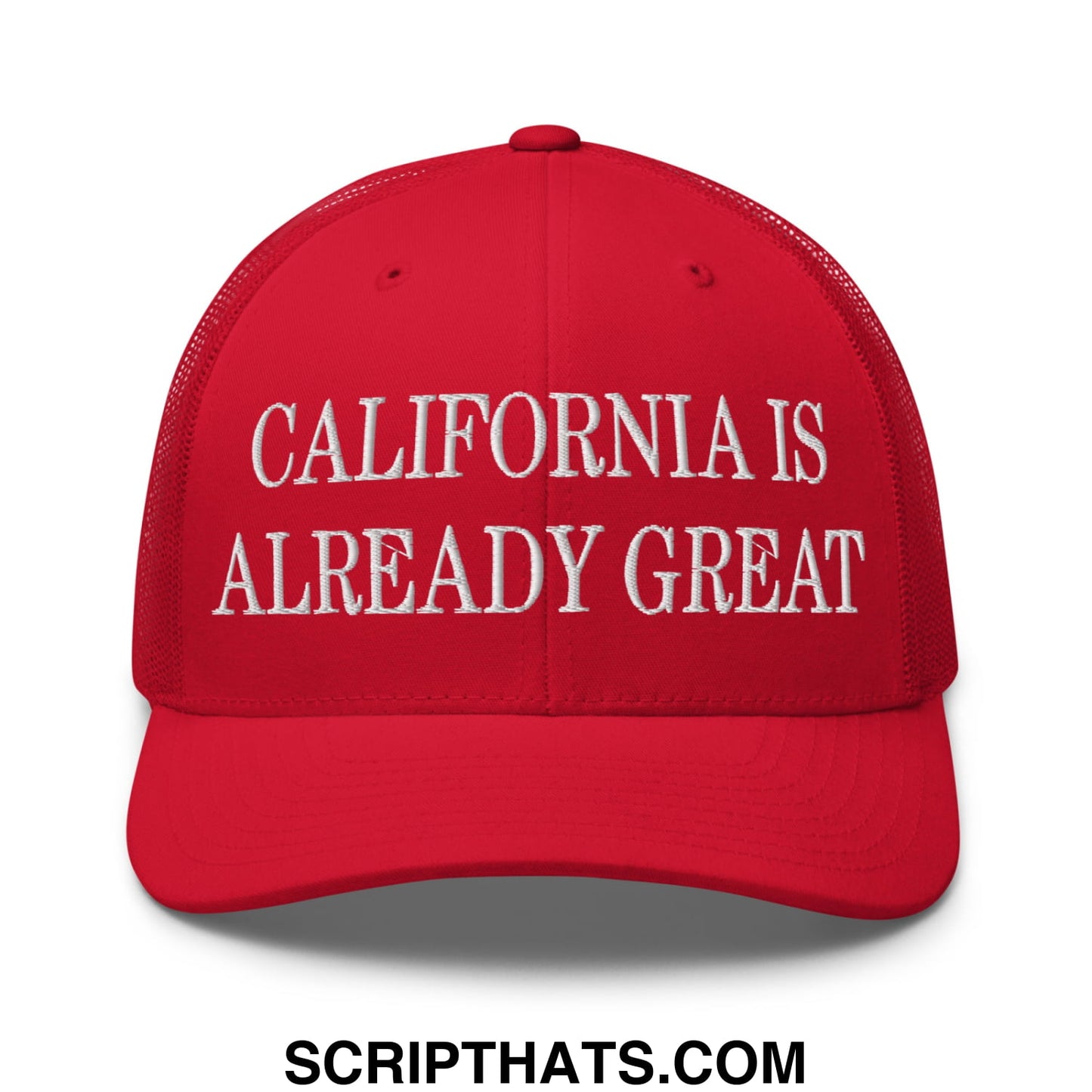 California is Already Great Embroidered Mesh Trucker Hat Red