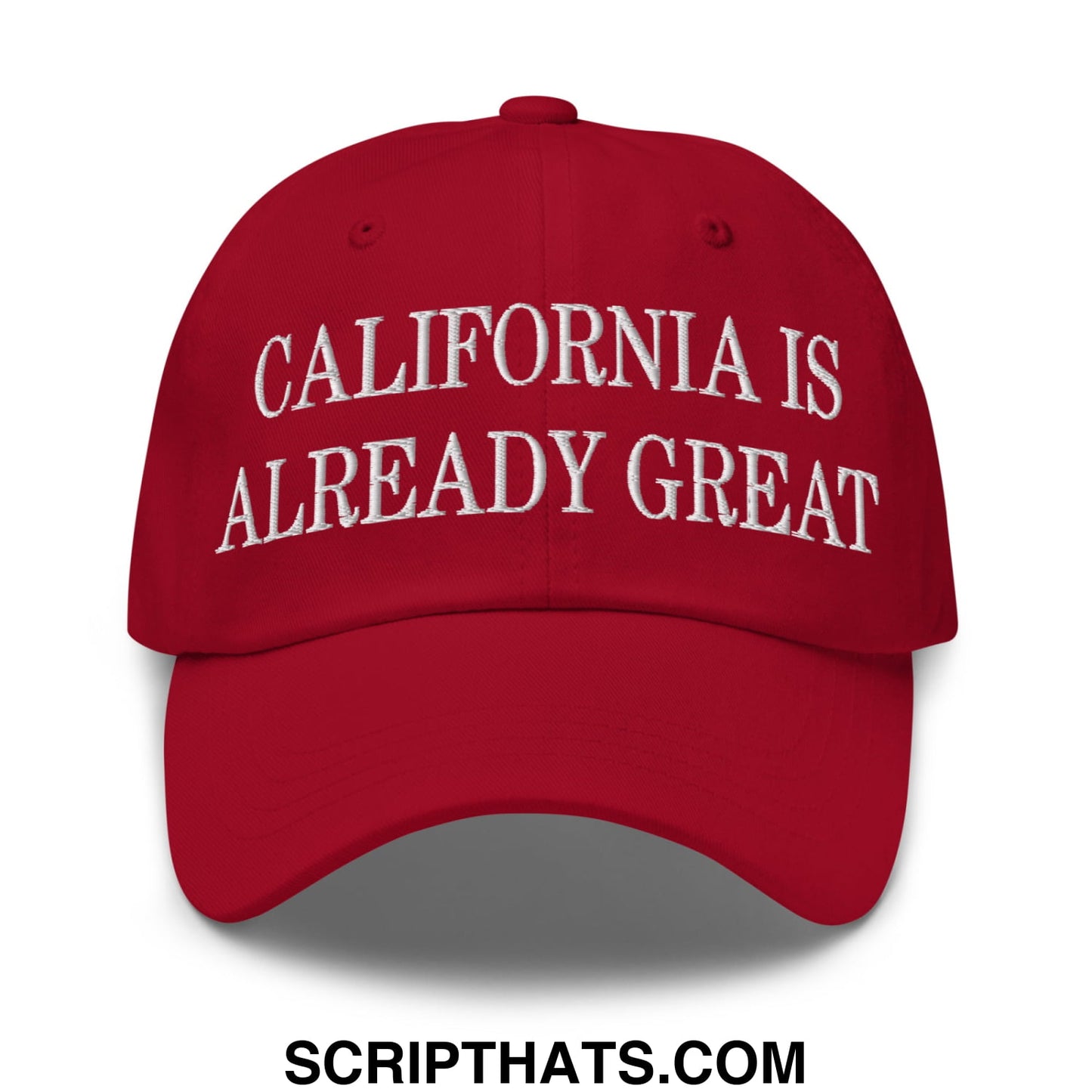 California is Already Great Embroidered Unstructured Dad Hat Cranberry