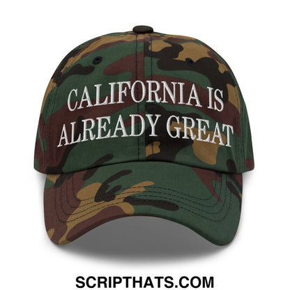 California is Already Great Embroidered Unstructured Dad Hat Green Camo