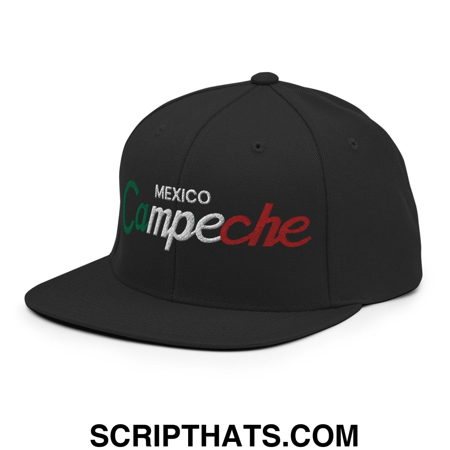 Campeche Mexico Vintage Sports Script Snapback Hat Black
