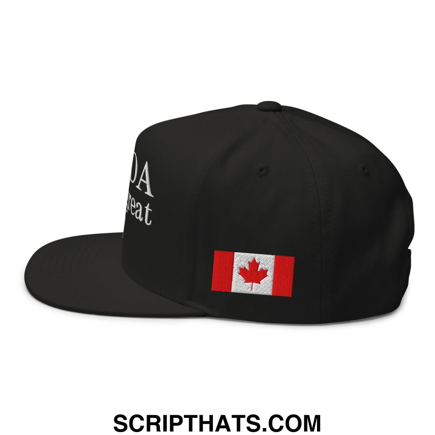 Canada Already Great Eh! Canada Flag Embroidered Flat Bill Brim 5 Panel Snapback Hat Black