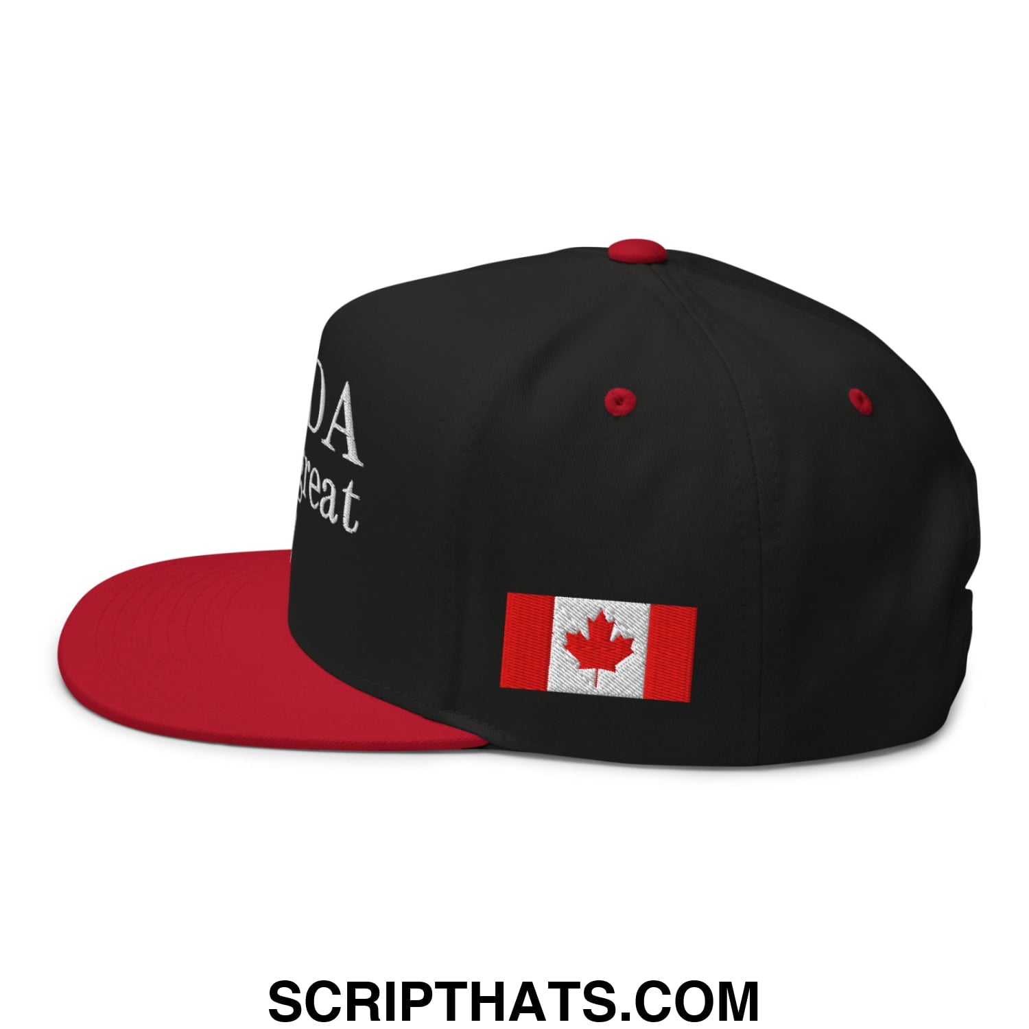 Canada Already Great Eh! Canada Flag Embroidered Flat Bill Brim 5 Panel Snapback Hat Black Red