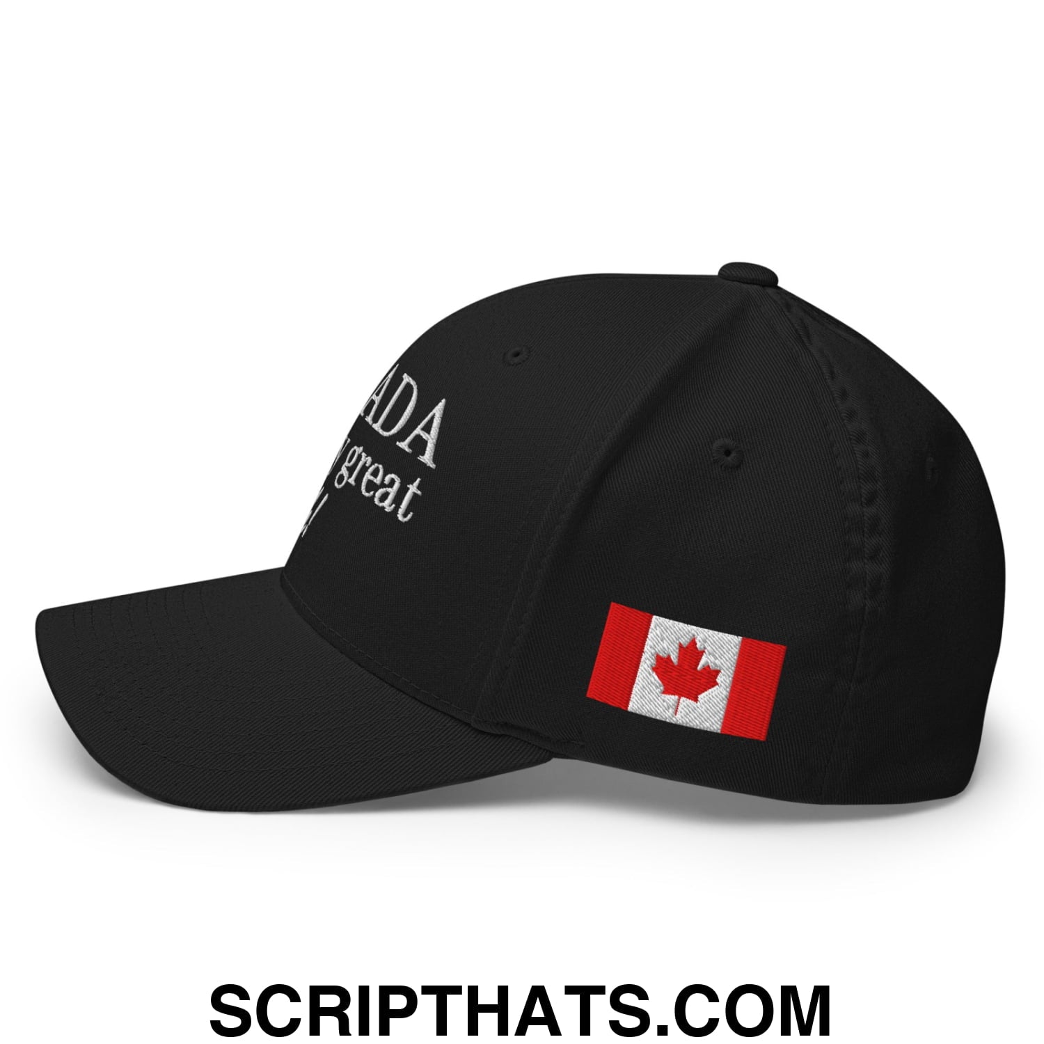 Canada Already Great Eh! Canada Flag Embroidered Stretch Fit Baseball Hat Black