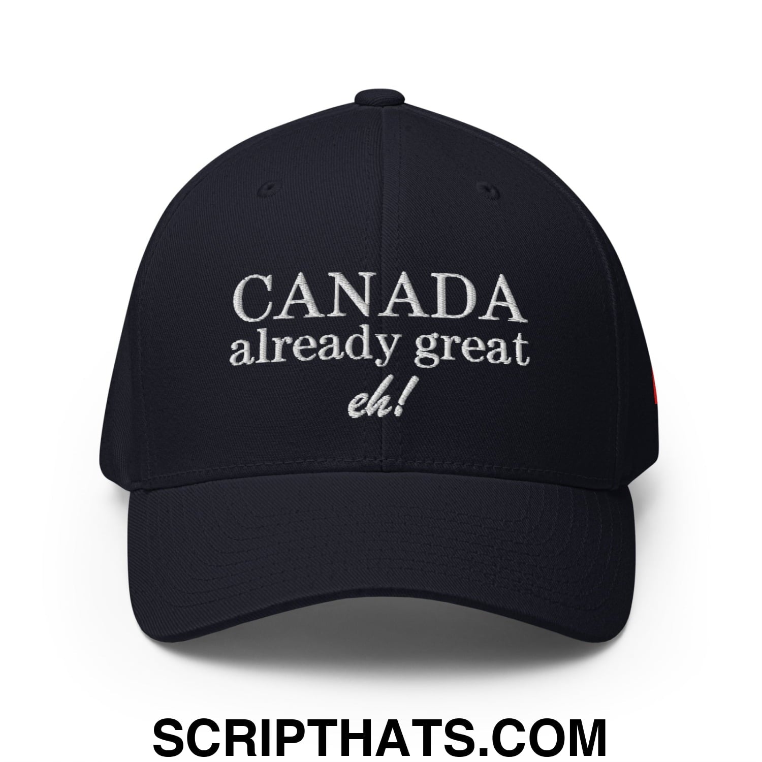 Canada Already Great Eh! Canada Flag Embroidered Stretch Fit Baseball Hat Dark Navy