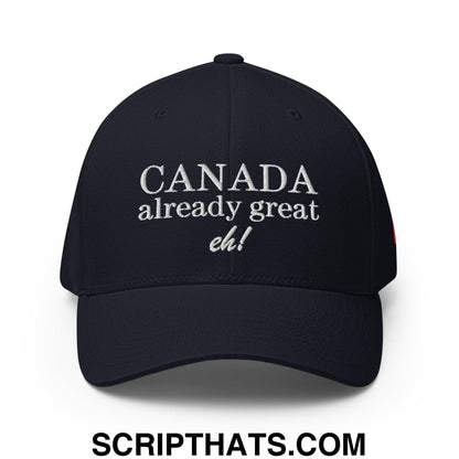 Canada Already Great Eh! Canada Flag Embroidered Stretch Fit Baseball Hat Dark Navy