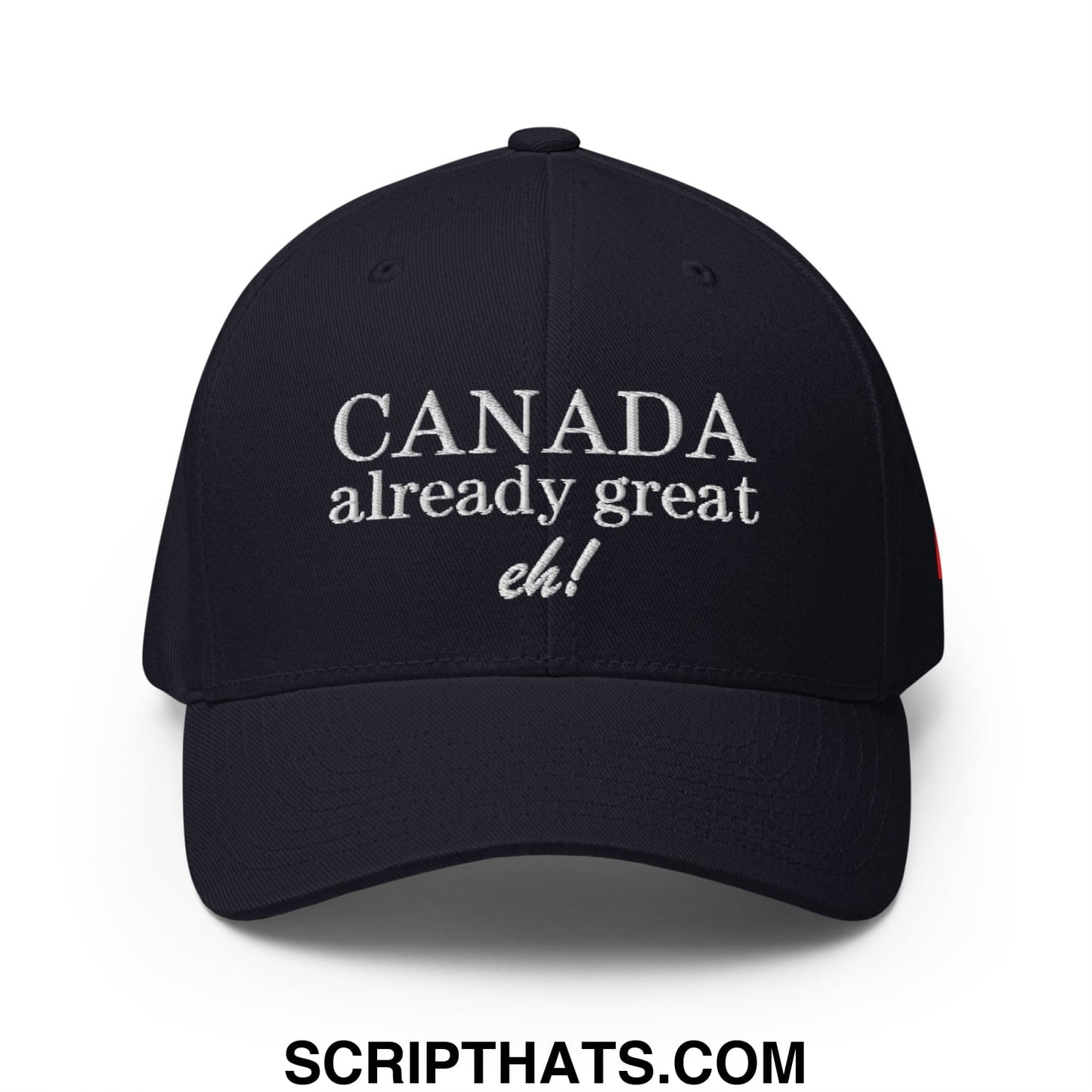 Canada Already Great Eh! Canada Flag Embroidered Stretch Fit Baseball Hat Dark Navy