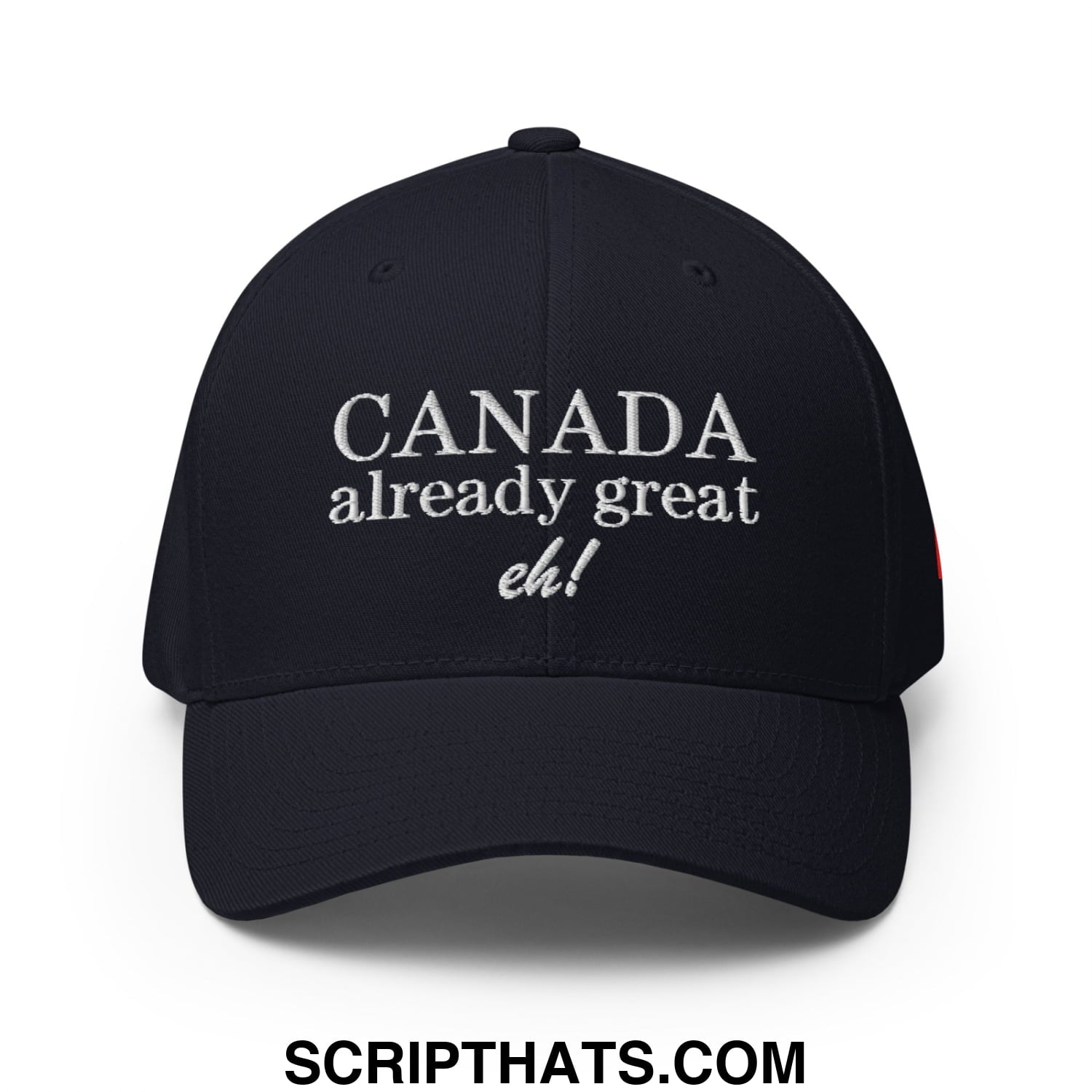 Canada Already Great Eh! Canada Flag Embroidered Stretch Fit Baseball Hat Dark Navy