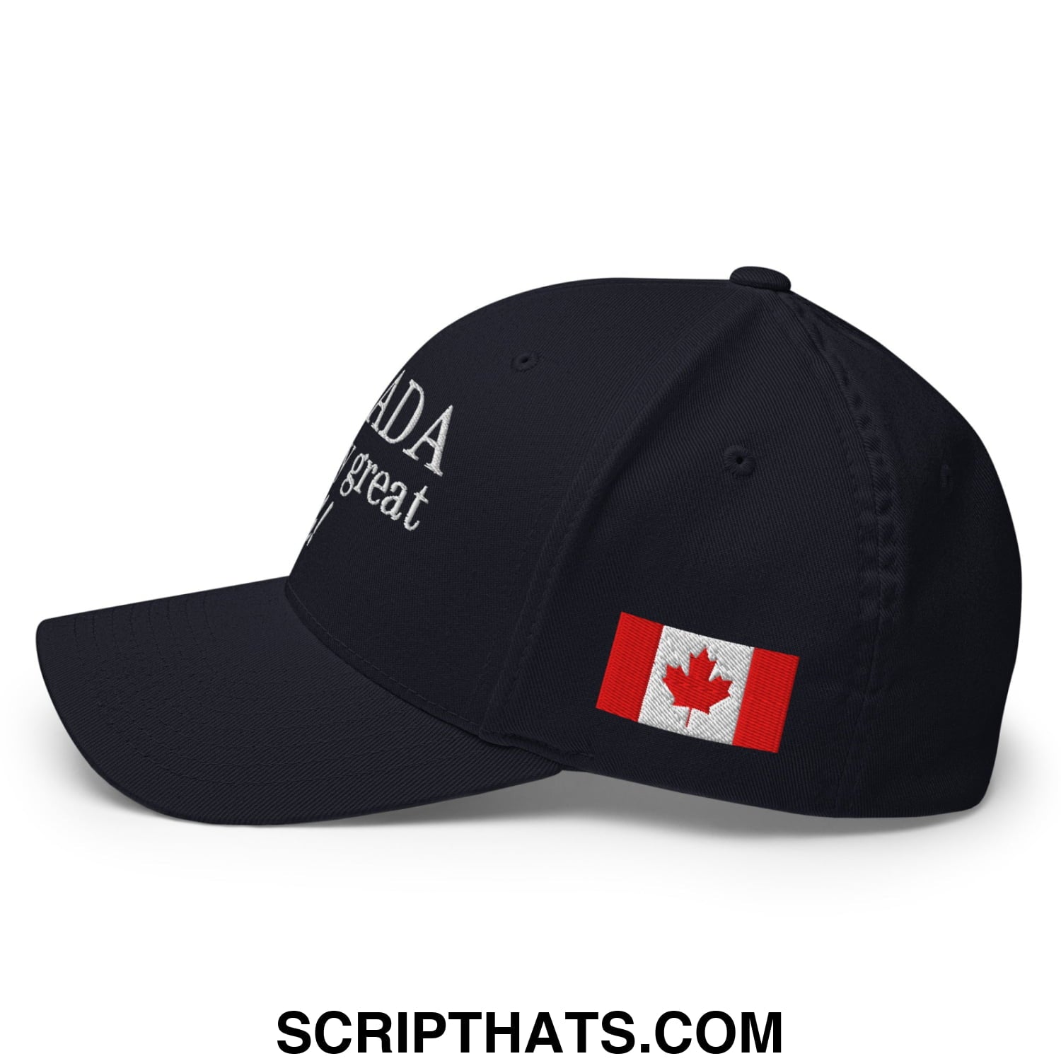 Canada Already Great Eh! Canada Flag Embroidered Stretch Fit Baseball Hat Dark Navy