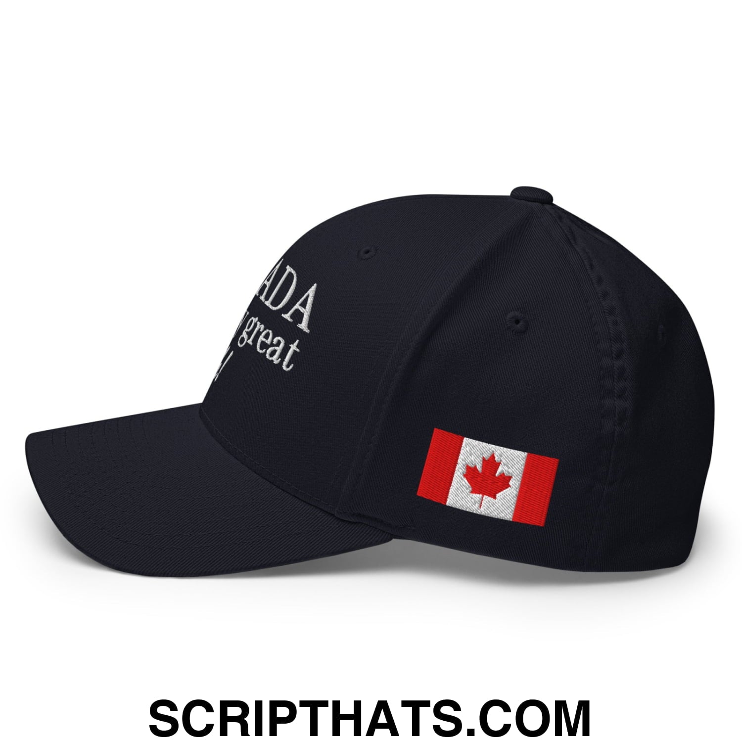 Canada Already Great Eh! Canada Flag Embroidered Stretch Fit Baseball Hat Dark Navy