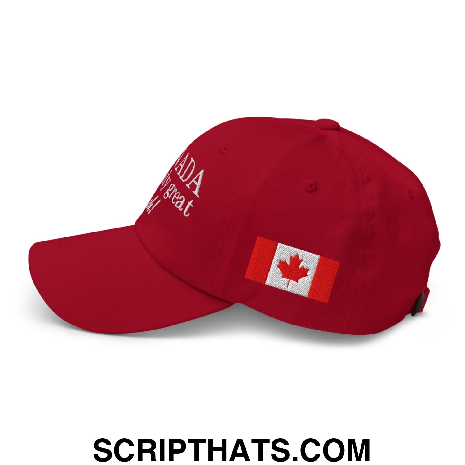 Canada Already Great Eh! Canada Flag Embroidered Unstructured Dad Hat Cranberry