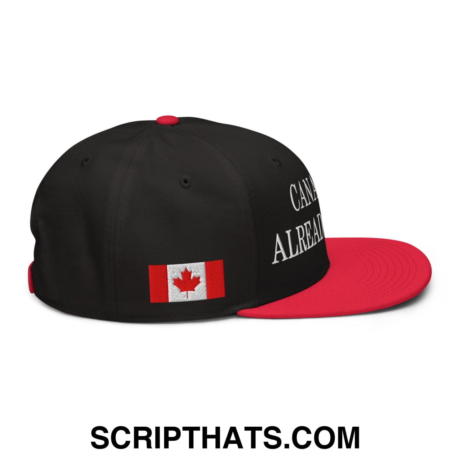 Canada is Already Great 1867 Flag Embroidered Flat Bill Snapback Hat Red Black Black