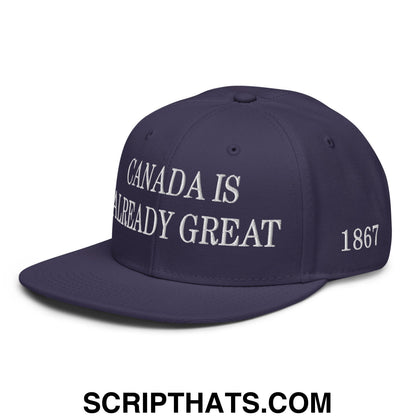 Canada is Already Great 1867 Flag Embroidered Flat Bill Snapback Hat Navy blue
