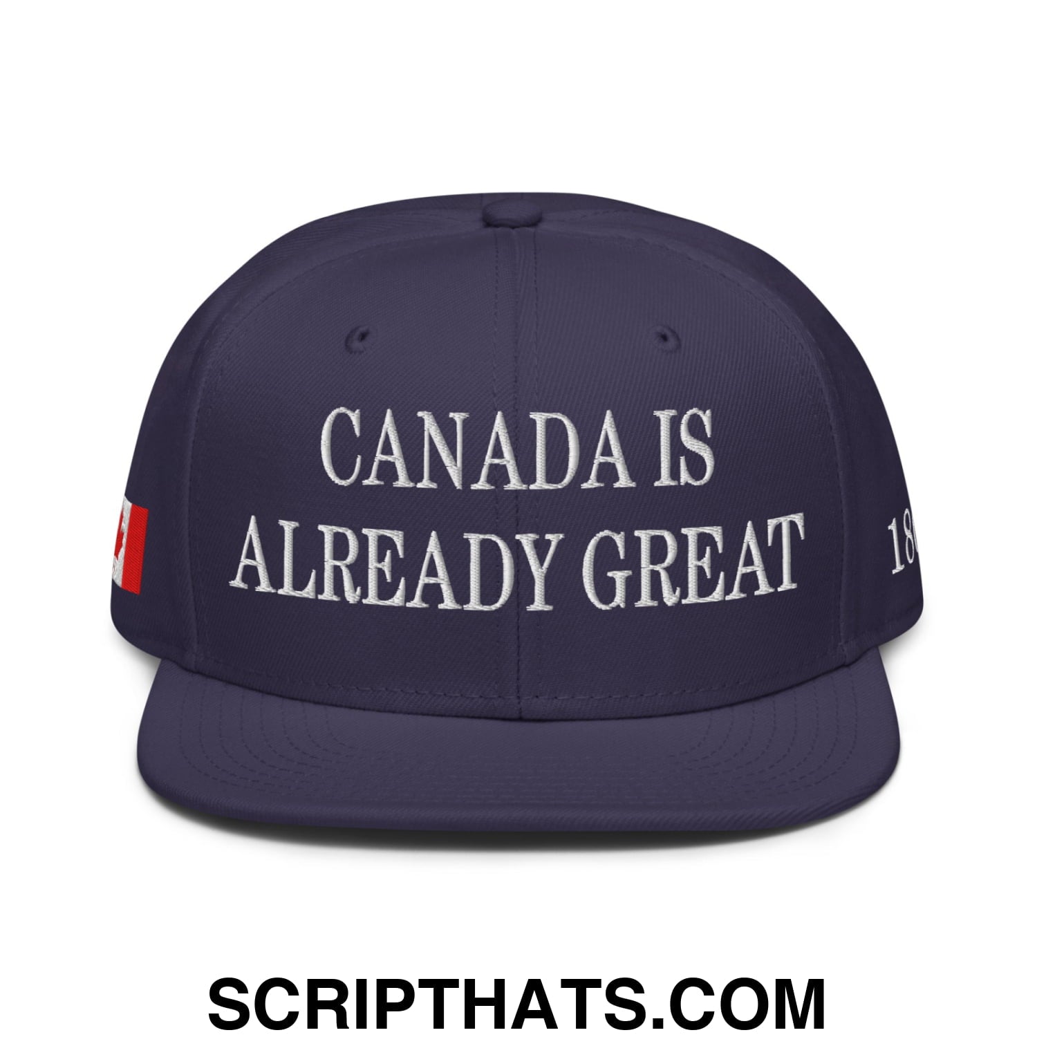 Canada is Already Great 1867 Flag Embroidered Flat Bill Snapback Hat Navy blue
