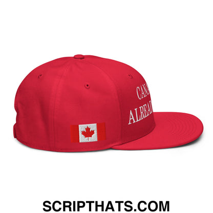 Canada is Already Great 1867 Flag Embroidered Flat Bill Snapback Hat Red