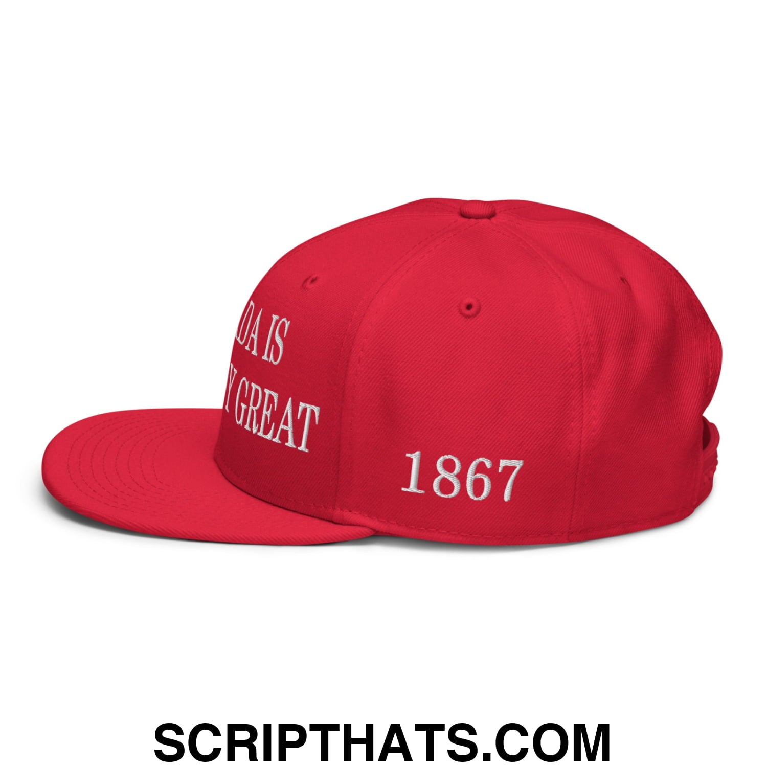 Canada is Already Great 1867 Flag Embroidered Flat Bill Snapback Hat Red