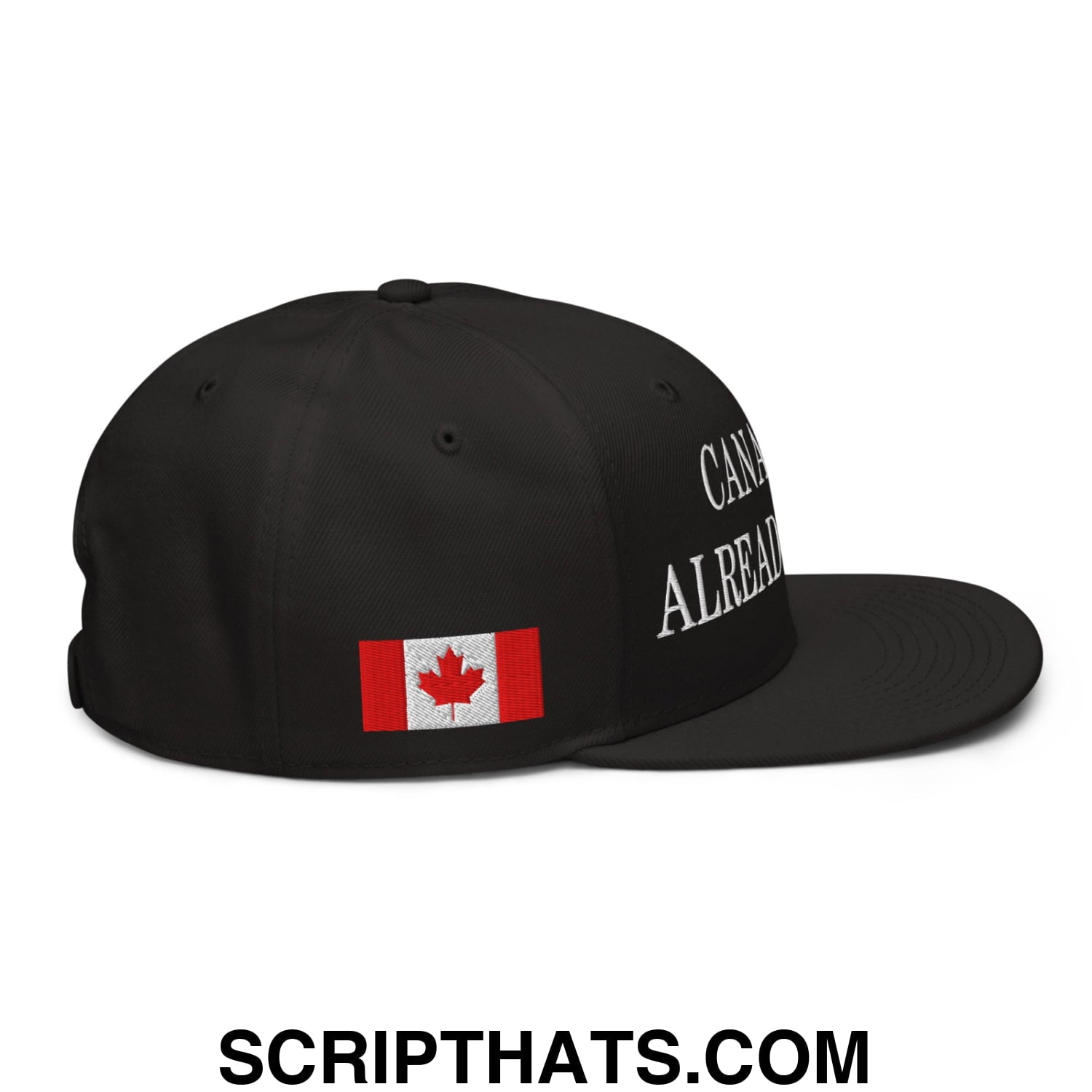 Canada is Already Great 1867 Flag Embroidered Flat Bill Snapback Hat Black