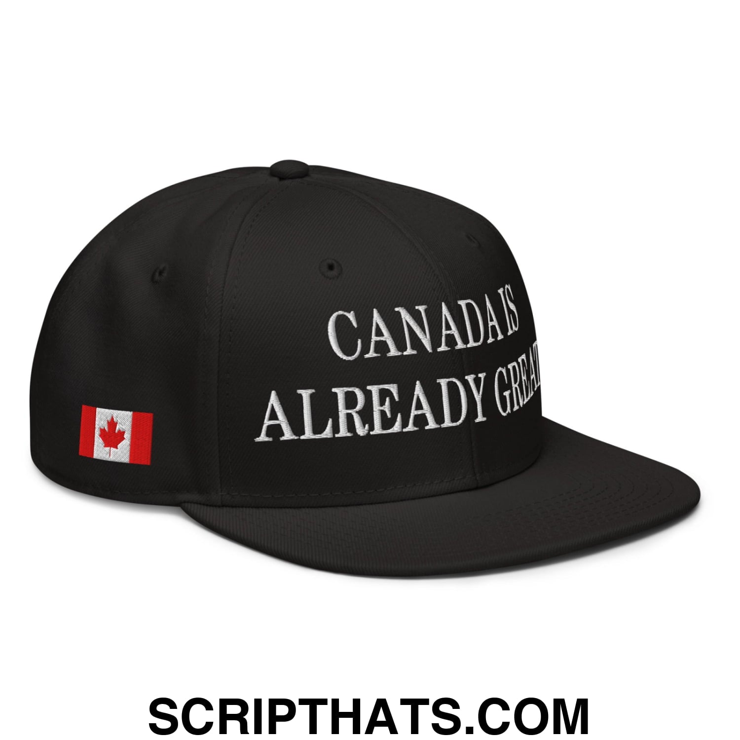 Canada is Already Great 1867 Flag Embroidered Flat Bill Snapback Hat Black