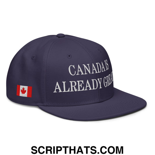Canada is Already Great 1867 Flag Embroidered Flat Bill Snapback Hat Navy blue