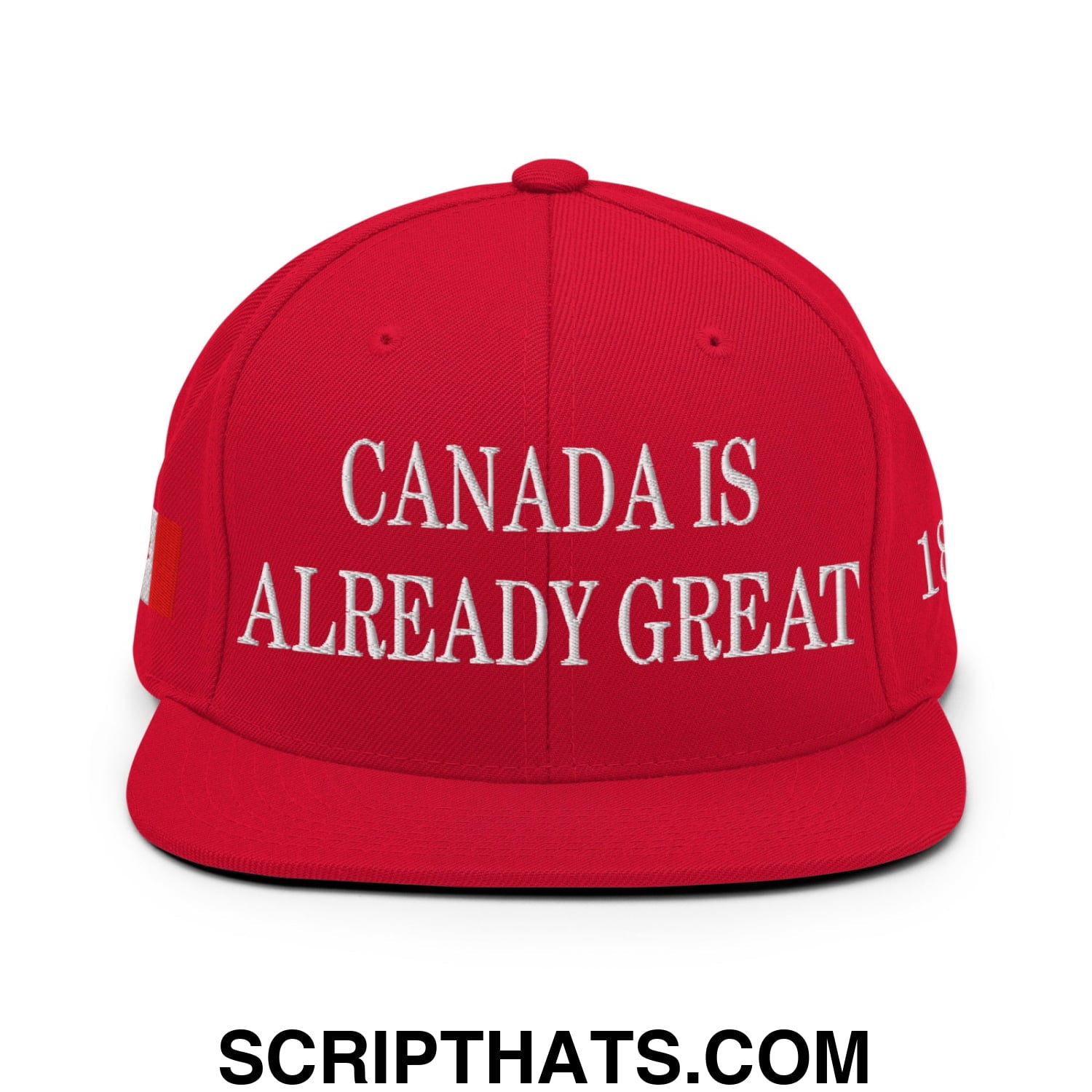 Canada is Already Great 1867 Flag Embroidered Flat Brim Snapback Hat Red