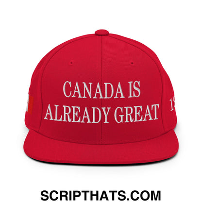 Canada is Already Great 1867 Flag Embroidered Flat Brim Snapback Hat Red