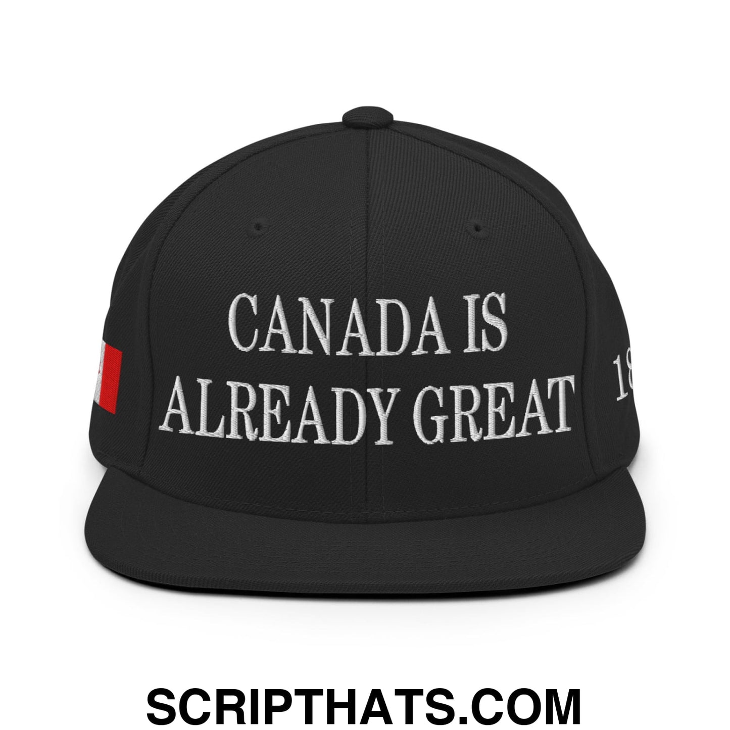 Canada is Already Great 1867 Flag Embroidered Flat Brim Snapback Hat Black