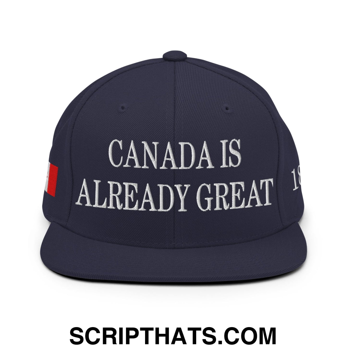 Canada is Already Great 1867 Flag Embroidered Flat Brim Snapback Hat Navy
