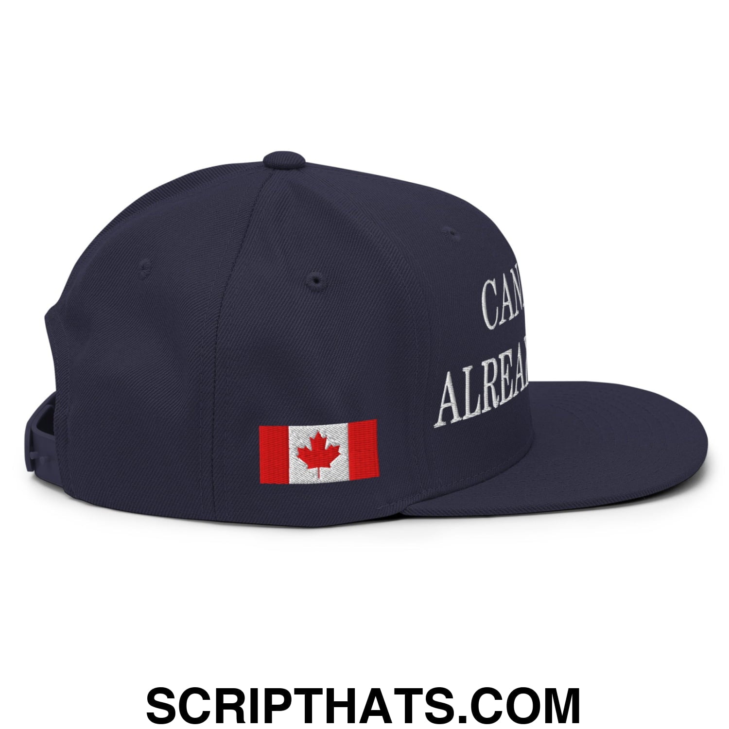 Canada is Already Great 1867 Flag Embroidered Flat Brim Snapback Hat Navy