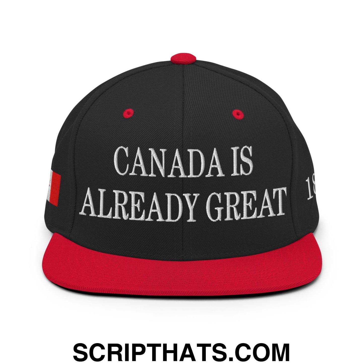Canada is Already Great 1867 Flag Embroidered Flat Brim Snapback Hat Black Red