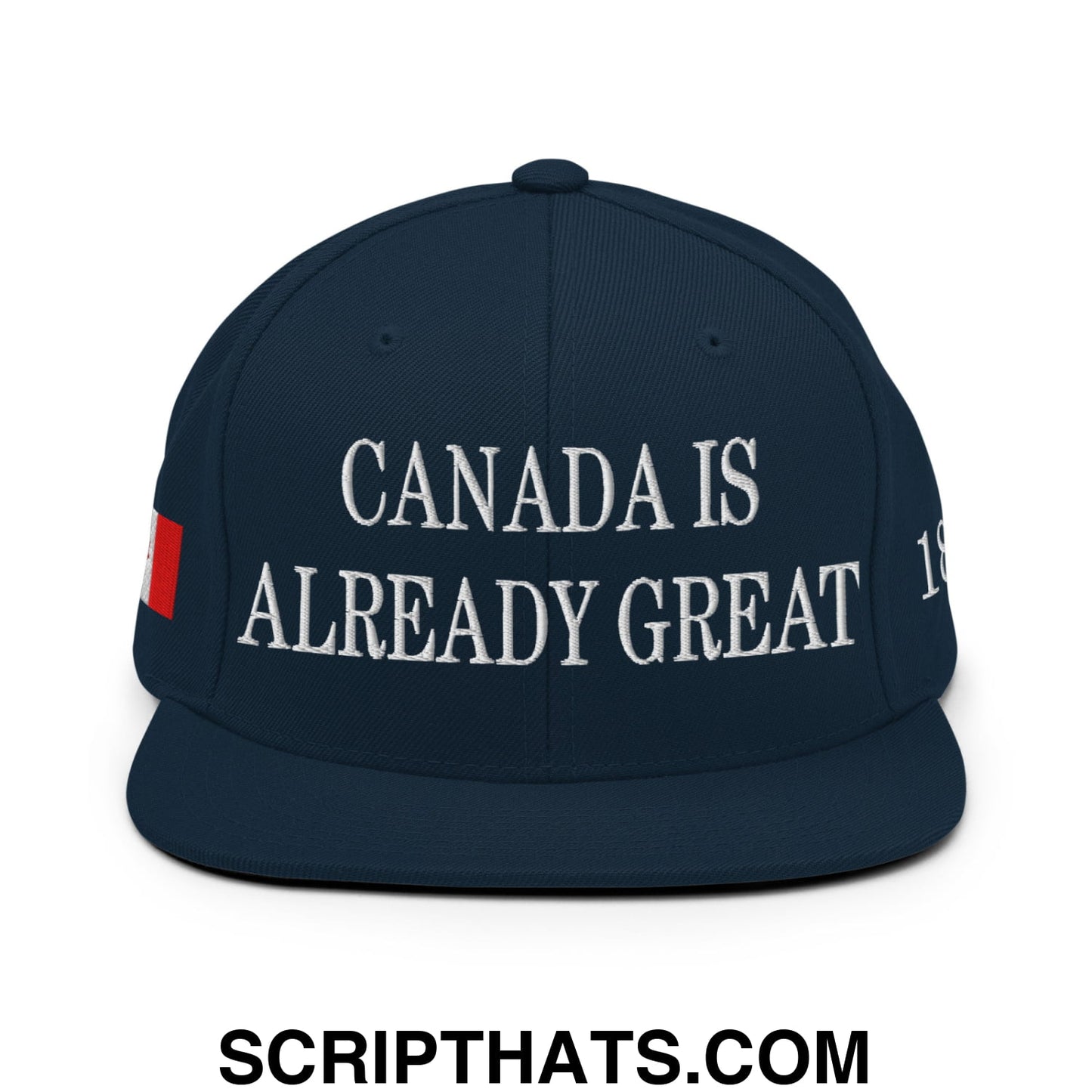 Canada is Already Great 1867 Flag Embroidered Flat Brim Snapback Hat Dark Navy