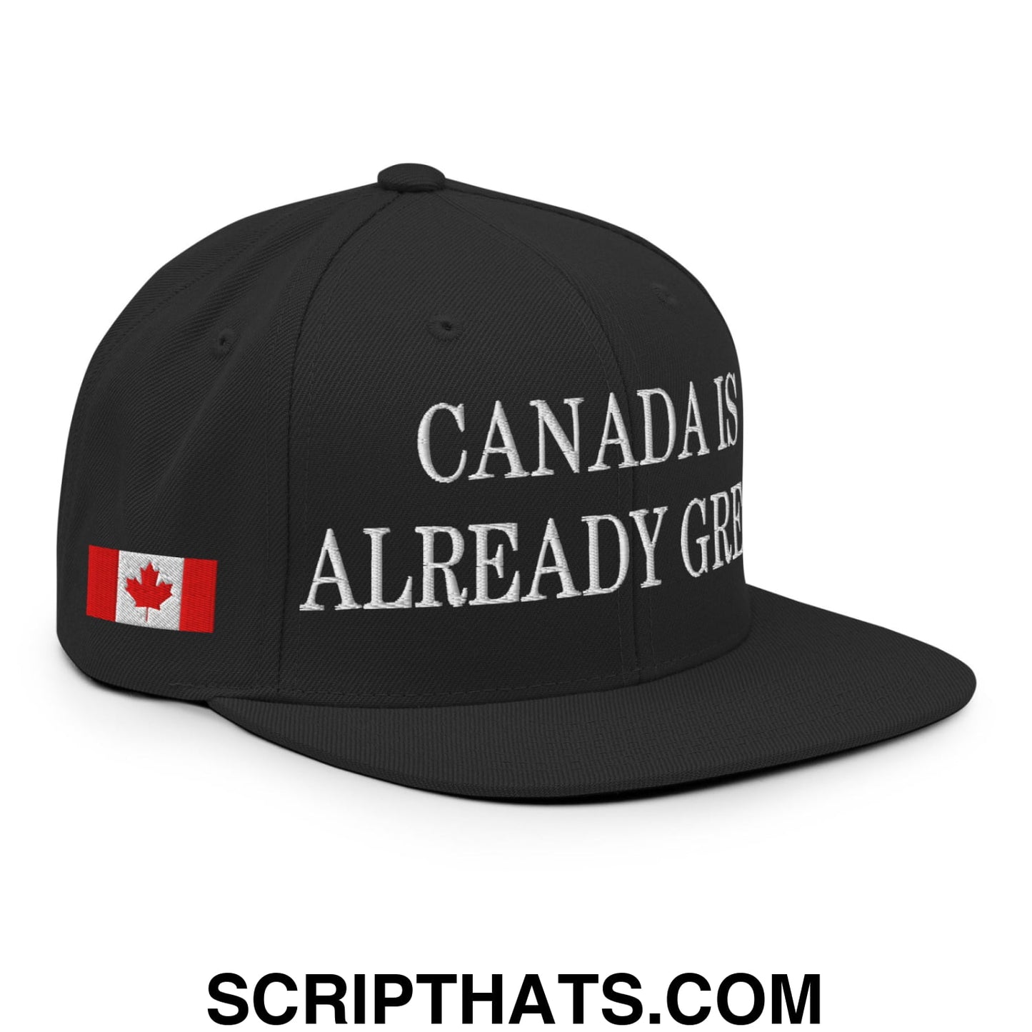 Canada is Already Great 1867 Flag Embroidered Flat Brim Snapback Hat Black