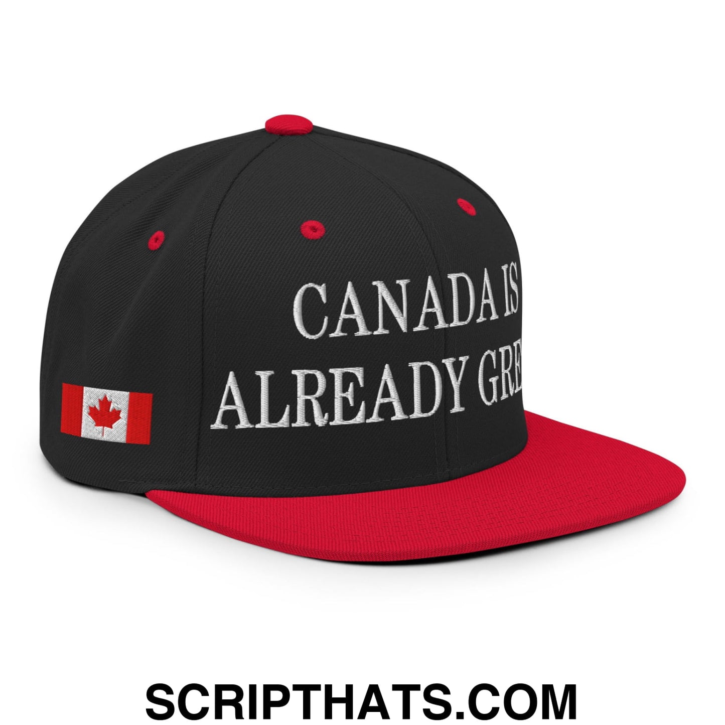 Canada is Already Great 1867 Flag Embroidered Flat Brim Snapback Hat Black Red