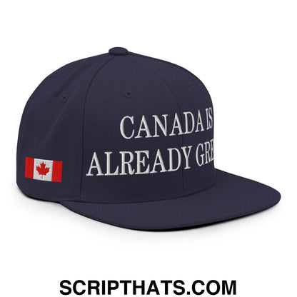 Canada is Already Great 1867 Flag Embroidered Flat Brim Snapback Hat Navy